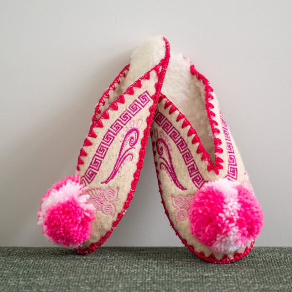 Griekse wollen sloffen pompon