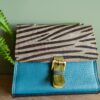 Handtas M zebra blauw restleer Handtas M zebra blauw restleer
