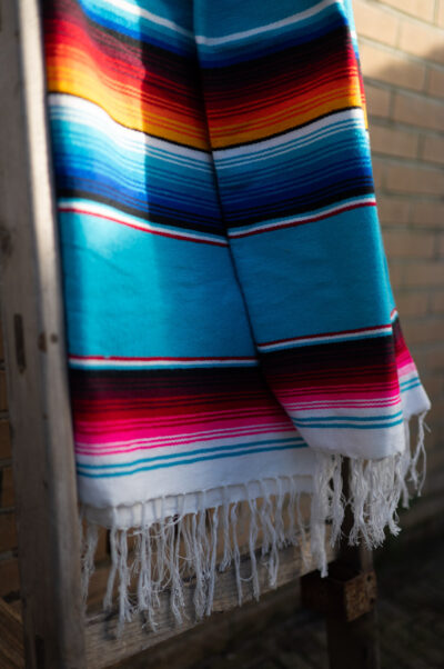 mexicaanse deken sarape licht blauw