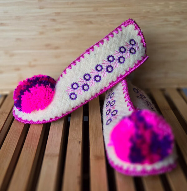 Griekse wollen sloffen roze